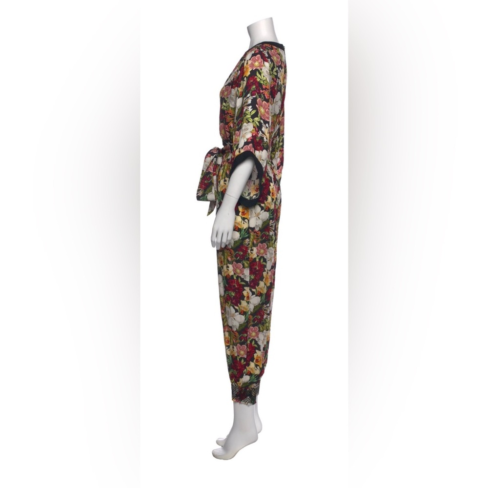 Alice + Olivia Floral Wrap Jumpsuit Kimono Sleeve Belted Cropped jumpsuit size 6 - Picture 5 of 6